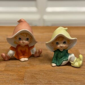 🧚 Charming Vintage Homco Pixie Elf Figurines - set of 2 - Retro Home Decor